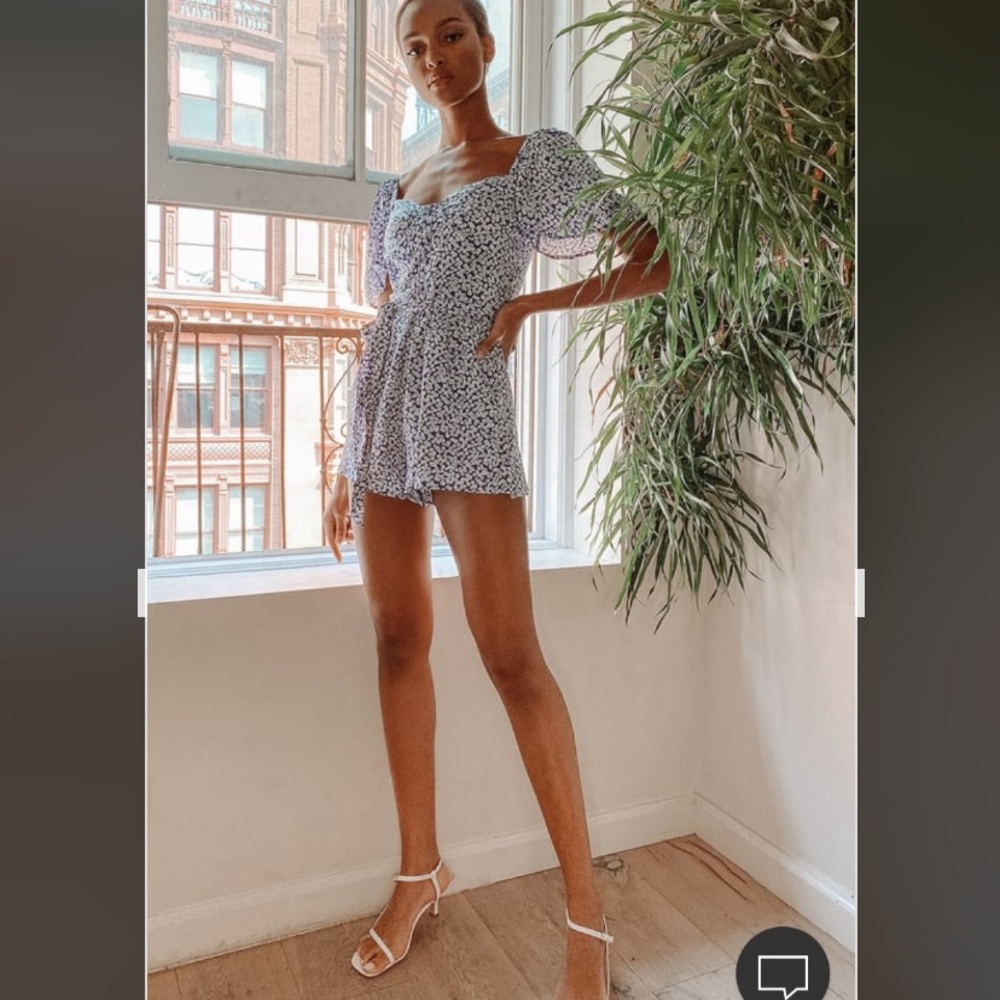 Lulus Sweet Sensation Blue Floral Romper